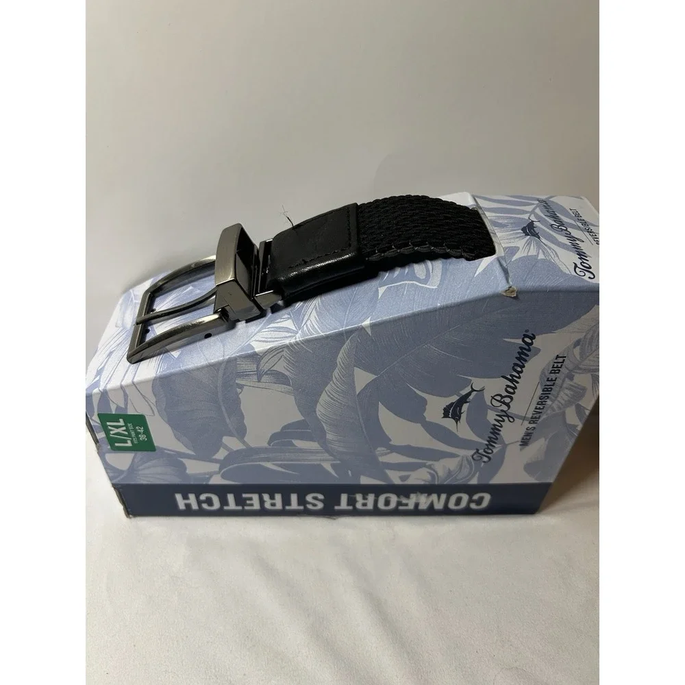 Men's Tommy Bahama Black/Gray Stretch Braided Reversible Black/Grey Belt L/XL B1